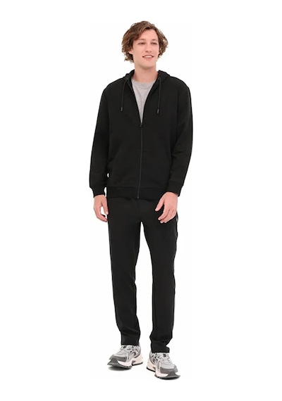 Lumberjack Sn72 Fz Hod Kapsonlu Fermuarli Erkek Sweat - Siyah