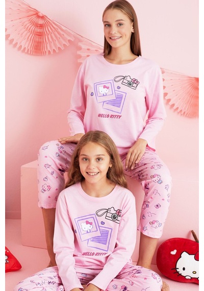 Siyah İnci Lisanslı %100 Pamuk Çok Renkli Bisklet Yaka Pijama Takım Hk210 Pembe