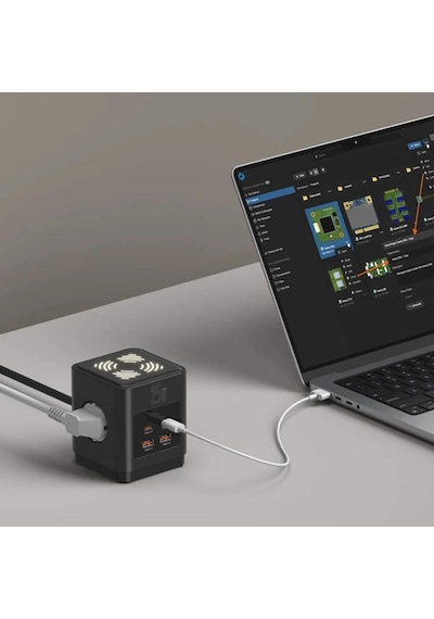 3680w 3 Lü Çoklu Priz 2 Usb 2 Type-c Gece Işıklı Masaüstü Küp Priz Şarj İstasyonu 1 - 3 M