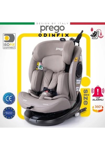 Prego Odinfix Alarmlı 360 Derece Dönebilen -0-36 Kg - I- Size Belgeli - Top Tetherlı Oto Koltuğu