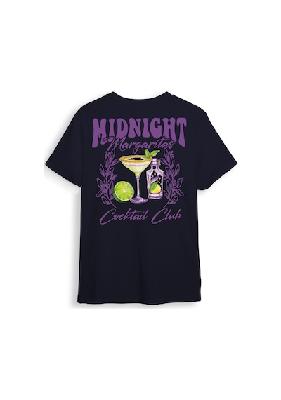 Midnight Margaritas Ön Ve Arka Baskılı %100 Pamuk Unisex Regular Fit T-shirt Lacivert