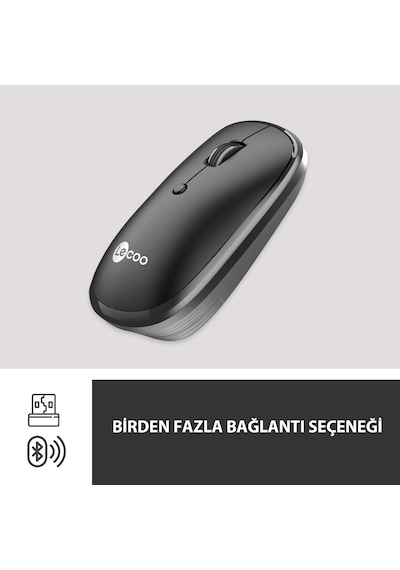 Lecoo WS209 Kablosuz 6 Tuşlu 1600DPI Çift Modlu Şarj Edilebilir Optik Mouse