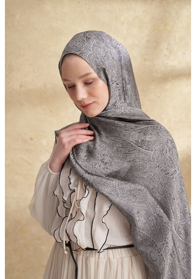 Armanda Jose Jakar Ethnic Desen Şal- 3303 Füme