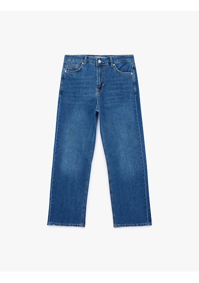 Koton Pamuklu Normal Bel Düğmeli Düz Paça Denim Pantolon - Straight Fit Jean Orta İndigo 6sal40218md Koton Pamuklu Normal Bel Düğmeli Düz Paça Denim Pantolon - Straight Fit Jean Orta İndigo 6sal40218md