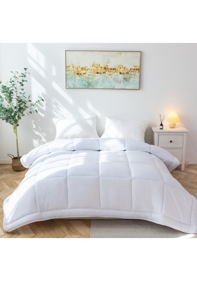 Microfiber Çift Kişilik Yorgan Kapitone Yıkanabilir Mevsimlik Mik Beyaz