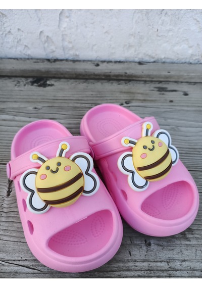 Huzurlu Adımlar Arı Desenli Çocuk Sandalet Pembe