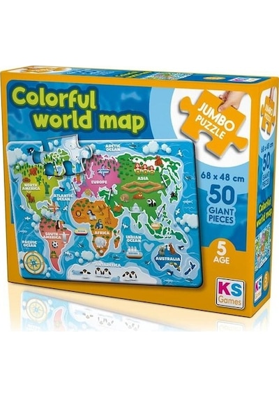 Ks Games 50 Parça Jumbo Puzzle Colorful World Map