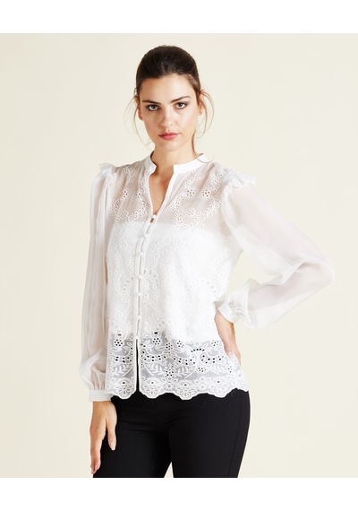 Serpil Exclusive Transparan Kadın Gömlek - Dantel Detaylı - Modern Ve Şık - Özel Gün Ve Davetler İçin Gömlek Ekru Serpil Exclusive Transparan Kadın Gömlek - Dantel Detaylı - Modern Ve Şık - Özel Gün Ve Davetler İçin Gömlek Ekru