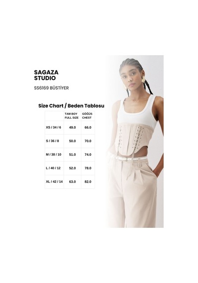 Sagaza Studio Ss6169 Önden Bağlamalı Korseli Büstiyer Bej