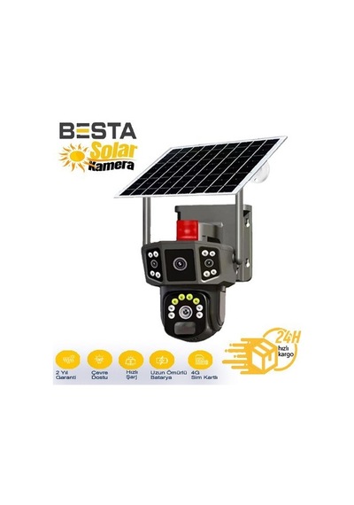 3+3+3 Mp Sim Kartlı Solar Kablosuz Güvenlik Kamerası Bs-2088