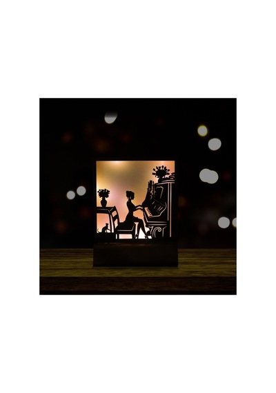 Işıklı Kişiselleştirilmiş Dekoratif Piyano Çalan Kız Gece Lambası Sarı - 746651139 Sarı