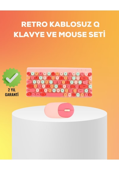 Renkli Retro Tuş Takımlı Klavye 3 Cihaz Bağlantısı, Medya Kısayol Tuşları Optik
