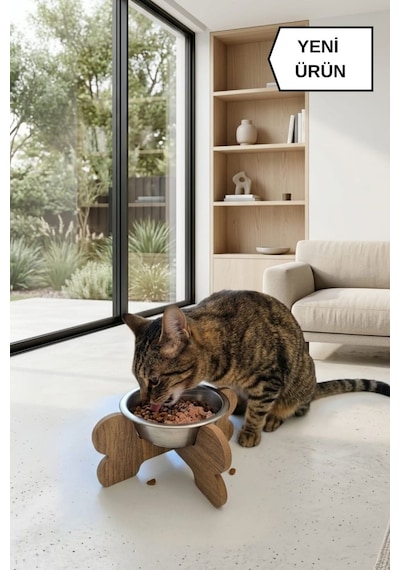 Paslanmaz Çelik Kase Kedi - Köpek Mama Ve Su Kabı - Tekli - Çapraz Ayak - 350 Ml