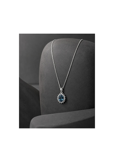 14 Ayar Altın London Blue Taşlı Pırlanta Kolye 1,98 Gr