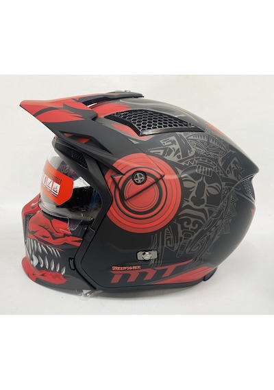 Mt Streetfighter SV Aztec B5 Modüler Motosiklet Kaskı Mat Siyah -  Kırmızı