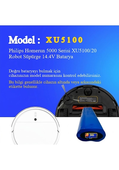 Philips Homerun 5000 Serisi Xu5100/20 Robot Süpürge 2600 Mah Batarya