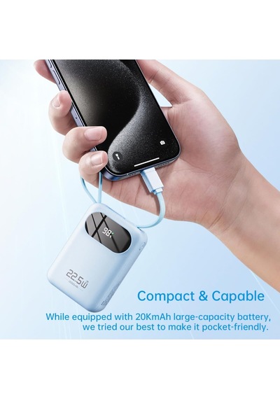 Y11 Mini Pd 22.5w 20000 Mah Dijital Ekran Göstergeli Dahili Kablolu Power Bank, Siyah Y11 Mini Pd 22.5w 20000 Mah Dijital Ekran Göstergeli Dahili Kablolu Power Bank, Siyah