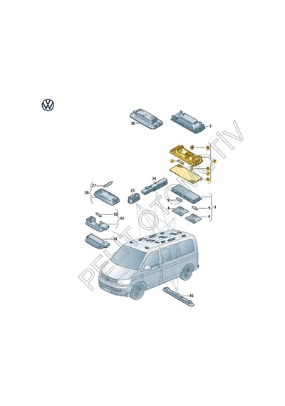 Transporter Caravella Tavan Lambası Gri 7h5947105e 2009-2019