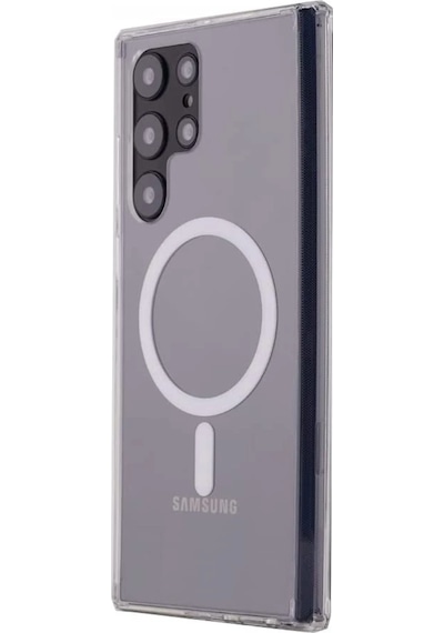 Newface Samsung Galaxy Uyumlu S22 Ultra Kılıf Magneticsafe Şeffaf Silikon Semeglbl - 41 - Şeffaf