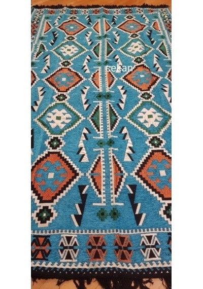 Şark Köşesi Anadolu Desenli Antep Kilim Turkuaz