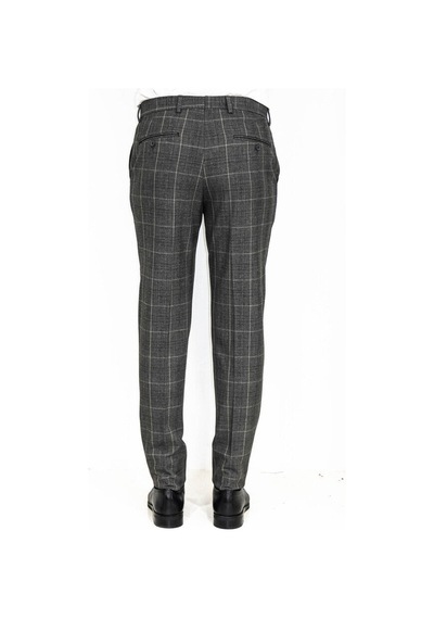 Wessi Kare Desenli Slim Fit Füme Erkek Pantolon Füme