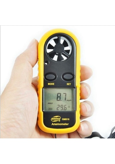 Gm816 Anemometre Termometreli Hava Akım Ölçer, Siyah
