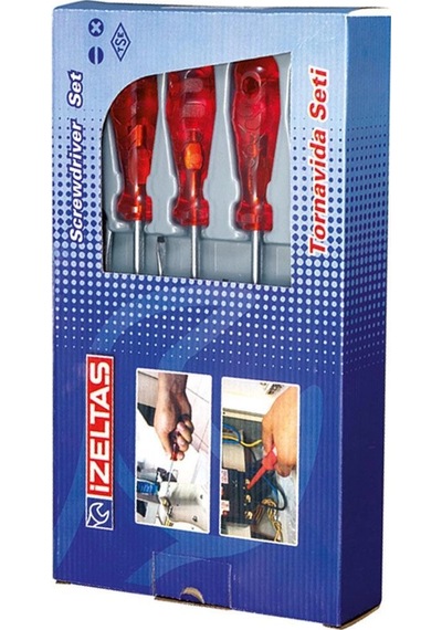 Mey İthalat İzeltaş 4100 Düz Tornavida Takımı 8 Parça Kraft