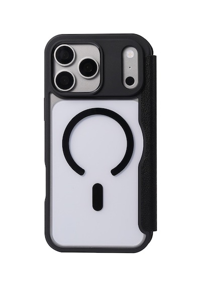 Apple iPhone Uyumlu 18 Pro Kılıf M-safeli Vegan Deri Şeffaf Arka Yüzey Kartlıklı Raptic Urban Folio Kapak Siyah