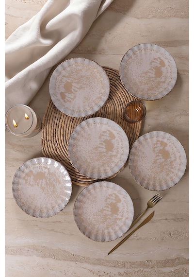 Keramika Vintage Cream Sirius Pasta Tabağı 22 Cm 6 Adet 22146 Krem