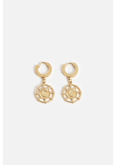Altın Medallion Halka Küpe Gold