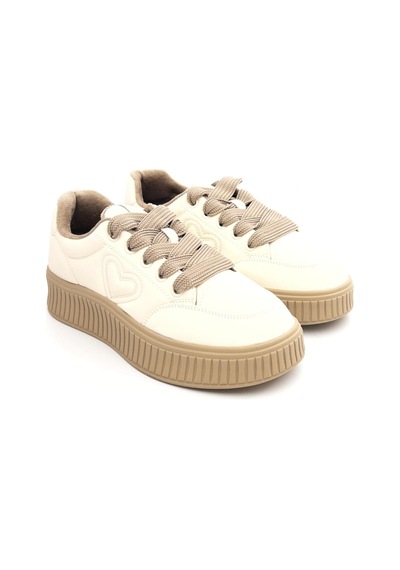 Guja 25k419 Kadın Hakiki Deri İçi Polarli Sneaker Ayakkabı Bej