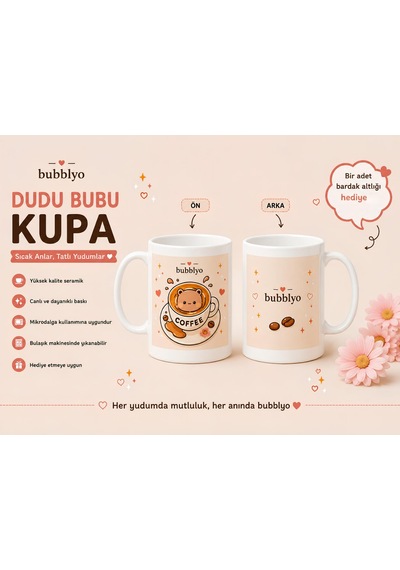 Dudu Bubu Figür Desenli Kupa Bardak Beyaz