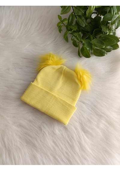 Minilkabebe Çocuk Ponponlu Triko Bere 1-4 Yaş Sarı