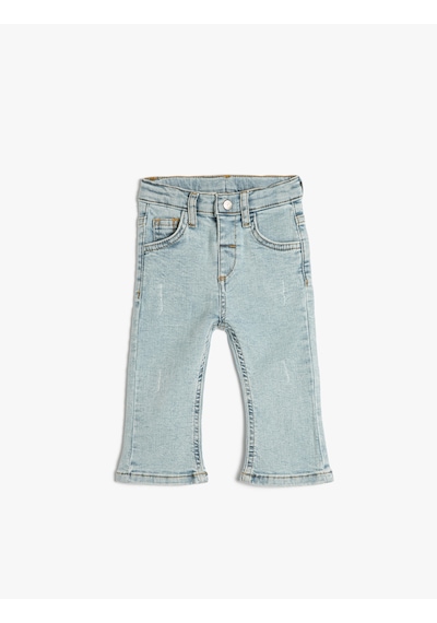 Koton Kot Pantolon İspanyol Paça Cepli Pamuklu - Flare Jean Beli Ayarlanabilir Lastikli Lıght Indıgo 3smg40009ad Açık Mavi Koton Kot Pantolon İspanyol Paça Cepli Pamuklu - Flare Jean Beli Ayarlanabilir Lastikli Lıght Indıgo 3smg40009ad Açık Mavi