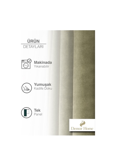 Br Demor Home 1/2 Sık Pile Çağla Yeşili Kadife Dokulu Fon Perde Ütü İstemez En Çok Satılan