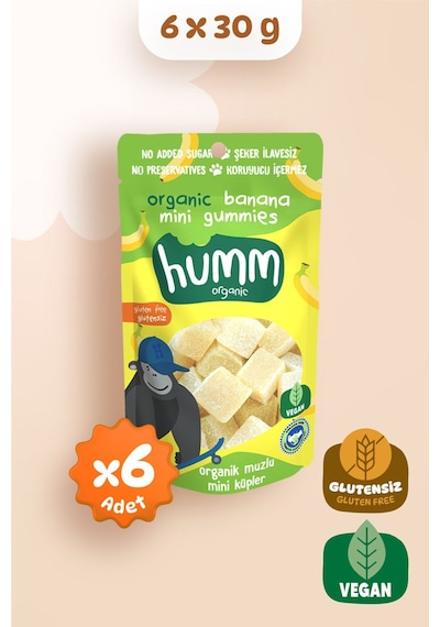 Humm Organic Organik Glutensiz Vegan Muzlu Mini Küpler Atıştırmalık 6 x 30 G