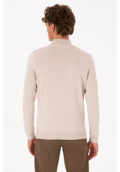 U.S. Polo Assn. Erkek Slim Fit Yarım Balıkçı Yaka Taş Basic Kazak 50307783-VR225