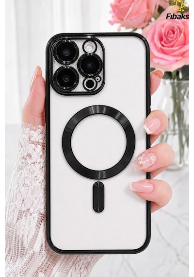 Fibaks iPhone 11 Pro Uyumlu Kılıf Kamera Lens Korumalı Magsafe Şarj Kilifi Şeffaf Renkli Yumuşak Kapak