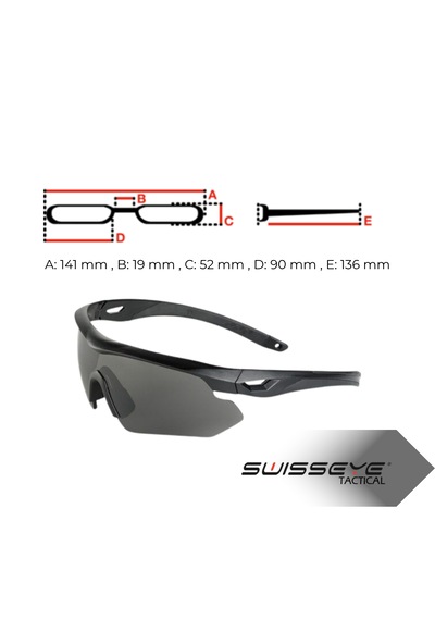 Swisseye Nighthawk 40291 Kulaklık Uyumlu 3 Lensli Taktik Gözlük Siyah