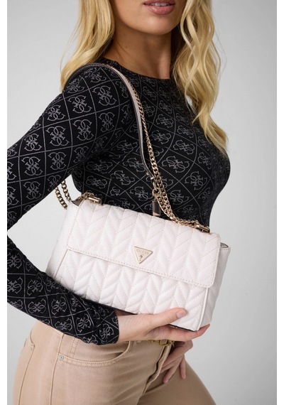 Guess Stacey Dönüştürülebilir Kapaklı Kadın Beyaz Çapraz Çanta Hwgg9741210-off