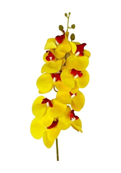 Yapay Çiçek Sarı Kırmızı Islak Orkide Gerçeksi Doku Uzun Dal 90 Cm