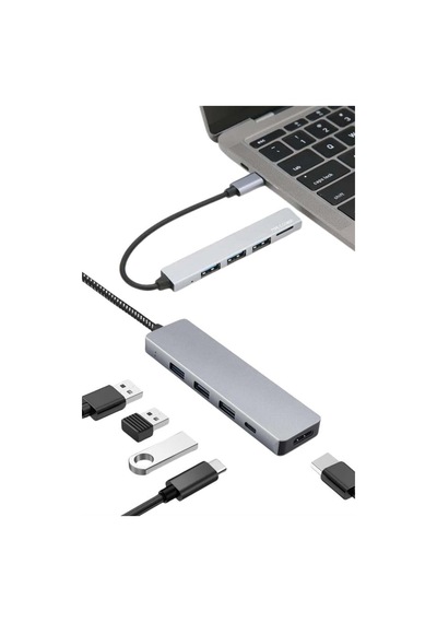 Macbook Pro/air Uyumlu Usb Type-c 8 In 1 Hub Dönüştürücü Çevirici Çoklayıcı Usb Hdmı Micro Sd 8 Giri Diğer