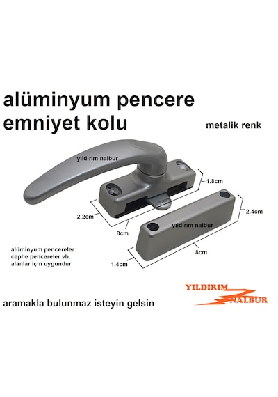 Alüminyum Pencere Emniyet Kapı Kolu Metalik Renk Cephe Pencere Ko