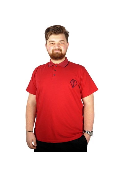 Mode Xl Büyük Beden T-Shirt Polo Cep Sup Md Basic 21555 Bordo 001