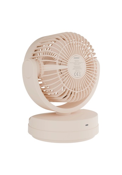 Everest Efn-509, Krem, 3 Kademeli Hız, 17,5cm 3 Kanat Pervane Ve Çerçeve, Masaüstü, Usb Vantilatör