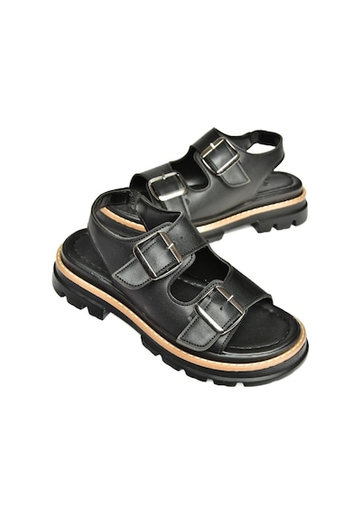Fox Shoes S996079109 Siyah Kalın Tabanlı Kadın Sandalet Siyah
