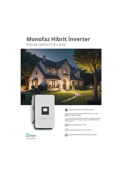 Deye 8 Kw Hibrit Monofaze On Grid İnverter Lv 48v