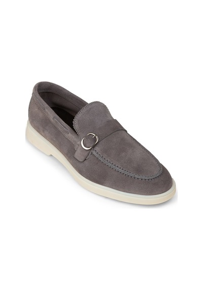 Deery Erkek Hakiki Süet Gri Tokalı Loafer - 02031mgrıc01