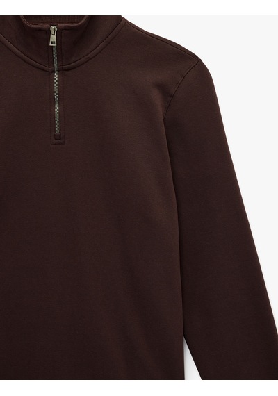 Koton Uzun Kollu Şardonlu Basic Yarım Fermuarlı Sweatshirt Mor 6wam70016mk Mor