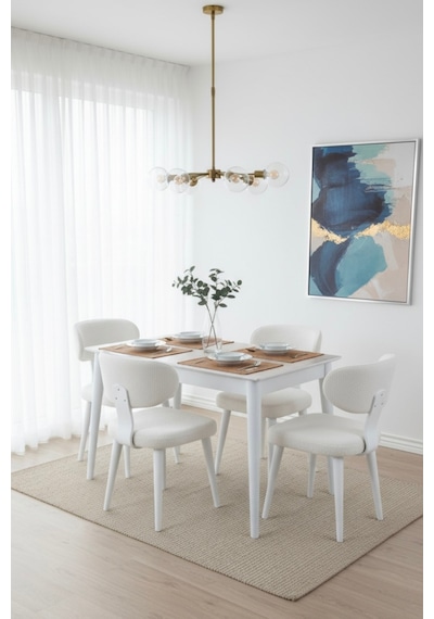 Dfy101 Mdf Yemek Masası Modern Minimalist Mutfak Salon Masası Şık Kullanışlı Dekoratif Tasarım Traverten - Beyaz Dfy101 Mdf Yemek Masası Modern Minimalist Mutfak Salon Masası Şık Kullanışlı Dekoratif Tasarım Traverten - Beyaz